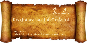 Krajcsovics Lóránt névjegykártya