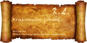 Krajcsovics Lóránt névjegykártya